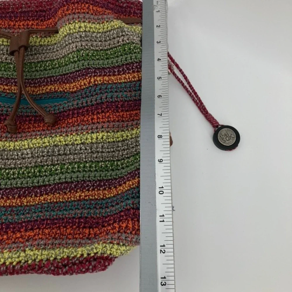The Sak Avalon Crochet Backpack Convertible Shoulder Bag Striped Boho Drawstring
